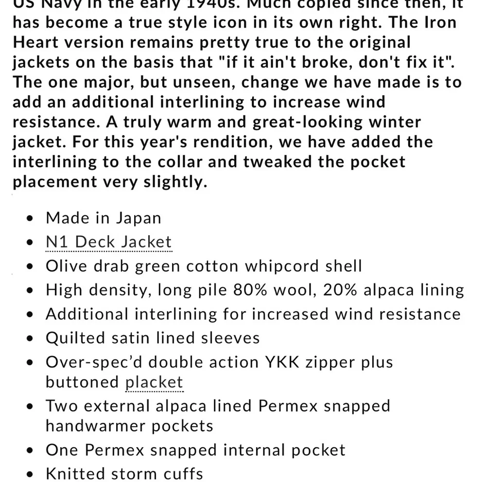 Iron Heart Whipcord N1 Jacket Sz XS - Picture 11 of 16